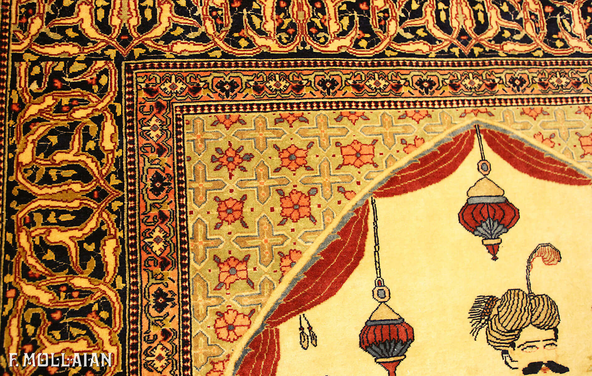 Pictorial « Shah Abbass » Antique Kashan Persian Rug n°:37843154
